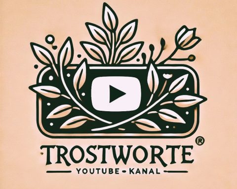 Logo von Trostworte mit YouTube-Symbol und Pflanzenmotiven.