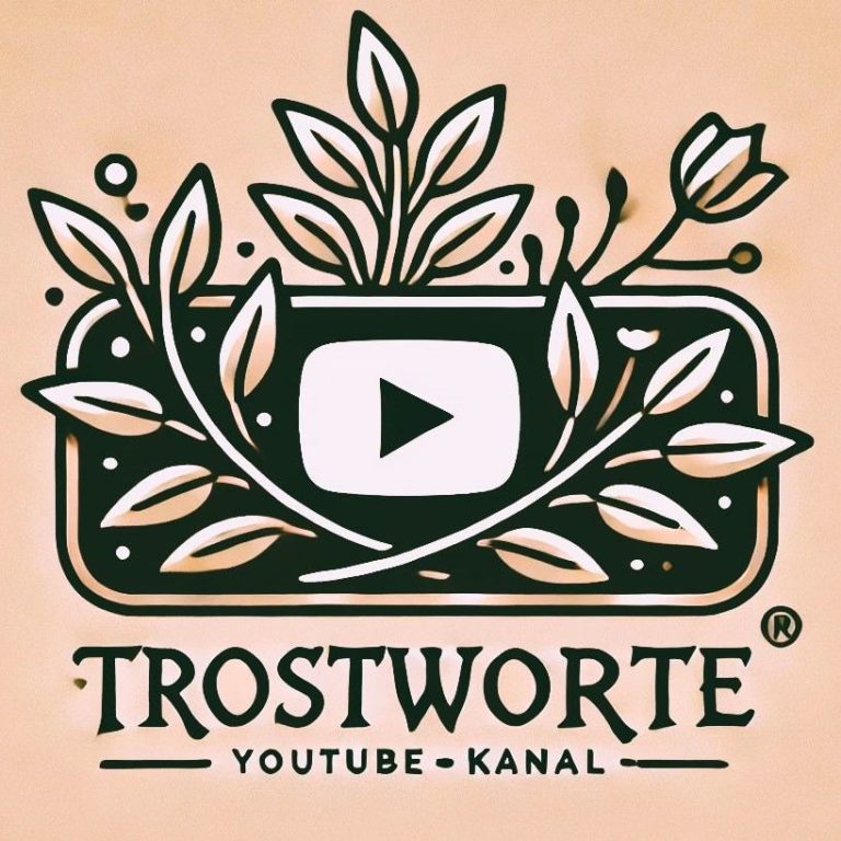 Logo mit Pflanzenmotiven und YouTube-Symbol für den Kanal "Trostworte".